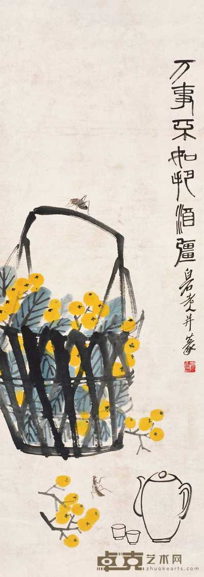 齐白石 万事不如把酒强 立轴 135×48cm
